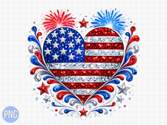 American Flag Diamond Heart T-shirt PNG Guide