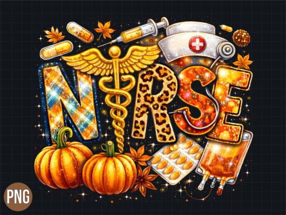 Autumn Nurse Pumpkin Medical PNG T-shirt: A Seasonal Design Essential for Creative Projects