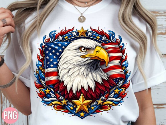 Bald Eagle American Flag Crest Shirt PNG