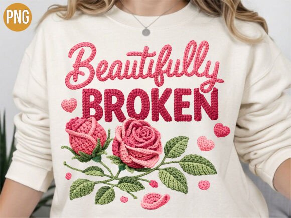 Beautifully Broken Rose Crochet PNG: Elevating Modern Digital Design