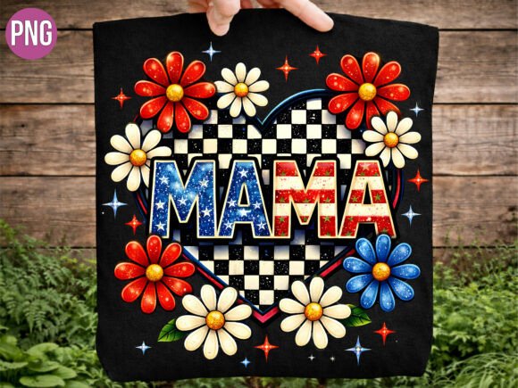 Bringing Patriotic Charm to Life with the Checkered Heart American Mama Daisy PNG