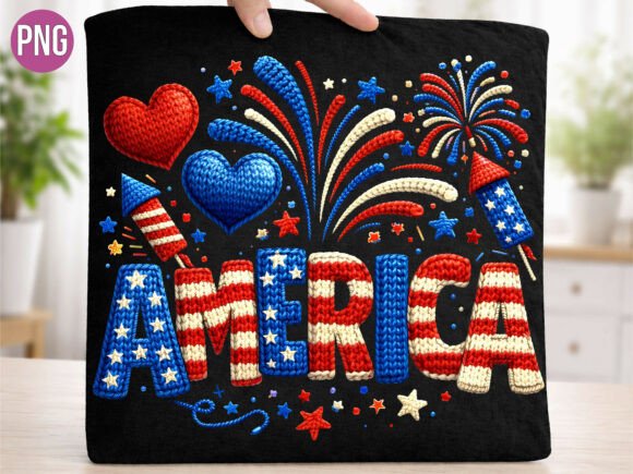 Elevating Patriotic Design: The Strategic Value of the Knitted America 4th of July Love PNG