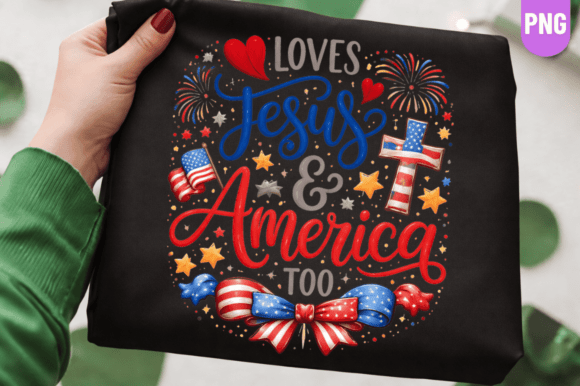 Expressing Faith and Patriotism with the Loves Jesus America Too Christian PNG