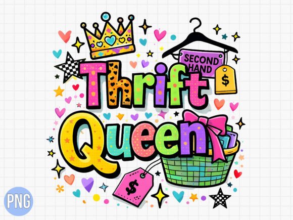 Integrating the Colorful Retro Thrift Queen Boutique PNG into Your Creative Workflow