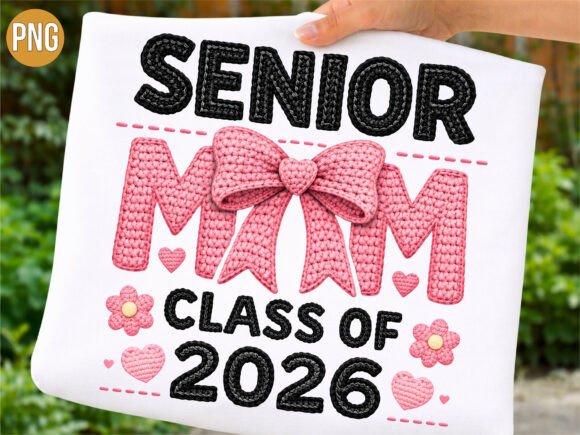 Senior Mom Class of 2026 Crochet PNG for Creators