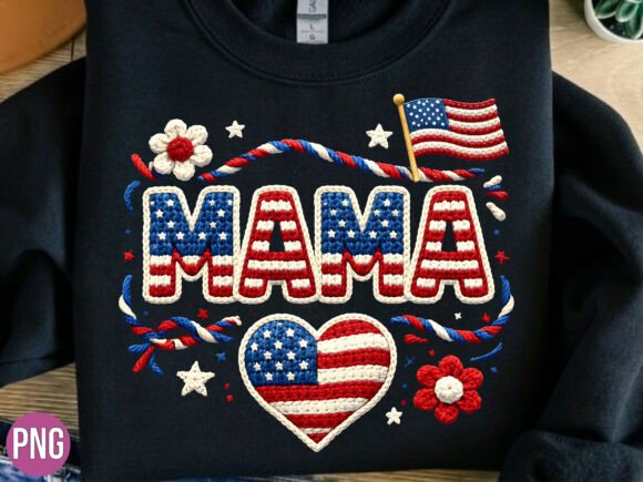 Strategic Branding with the Patriotic Mama Crochet Heart USA PNG for High-Impact Projects